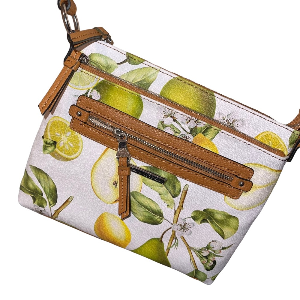 NWT Dana Buchman Lemon & Lime Crossbody Brown Strap 2 Zippered Compartments - Picture 2 of 9